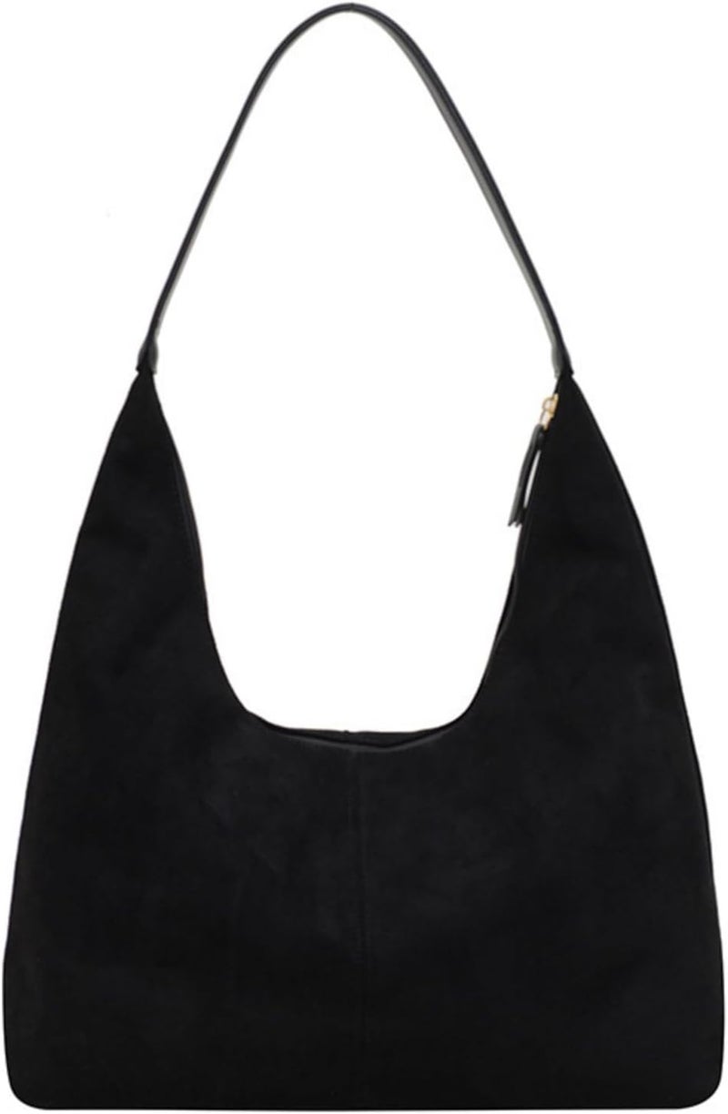 Bagkeak Slouchy Suede Shoulder Bags For Women Underarm Bag Womens Tote Bag Work Purses Crescent Bag Suede Handbag Travel Winter Fall - Image 1